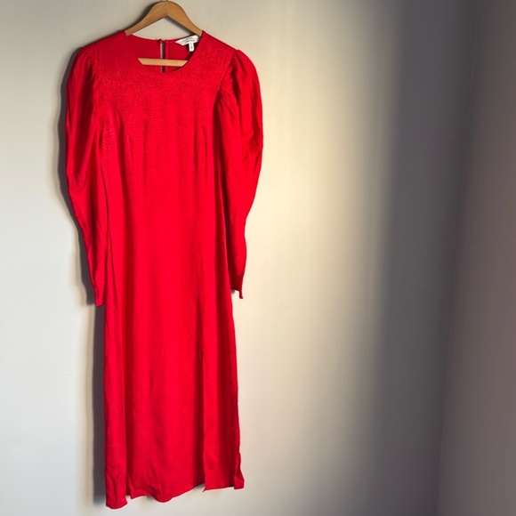 & Other Stories Jacquard Puff Sleeve Midi Dress 2 - Picture 2 of 12